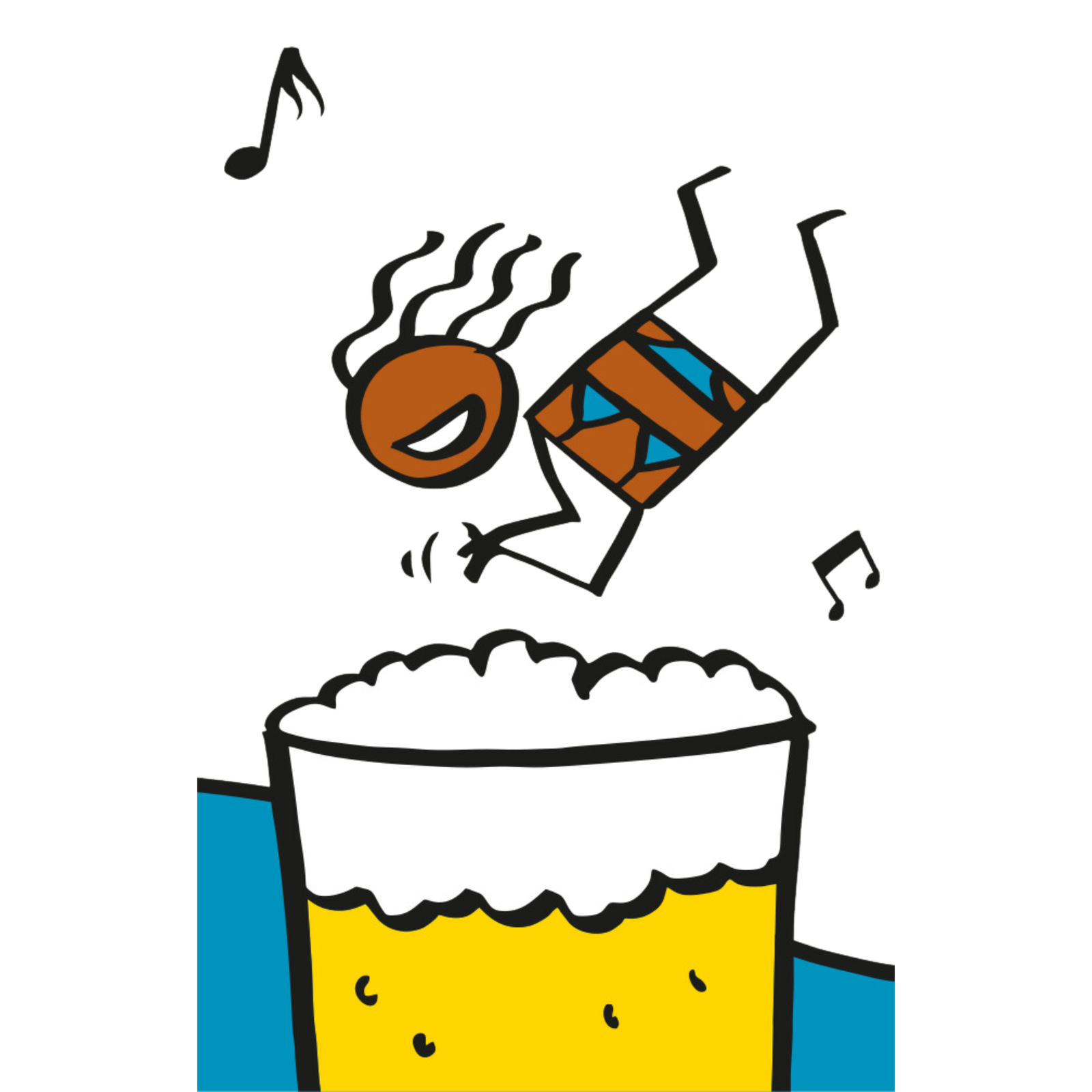 Personagem INSANA mergulhando em um copo de chopp